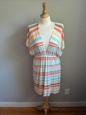 Women’s Striped V-Neck Swim Coverup